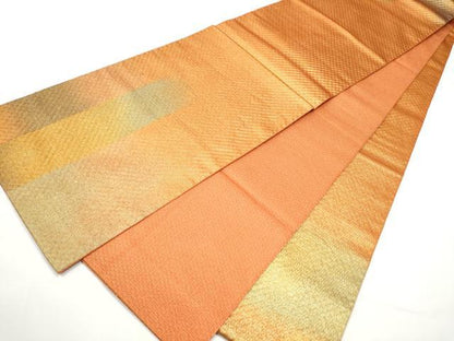 平和屋着物●ひなや工房　くむ・あむ・おる　伊豆蔵明彦　太鼓柄袋帯　総刺繍　花鳥文　金糸　正絹　逸品　CABE8514hy