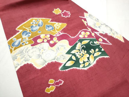 平和屋着物●九寸名古屋帯　紬地　絞り　辻が花　正絹　逸品　CABE8642hy