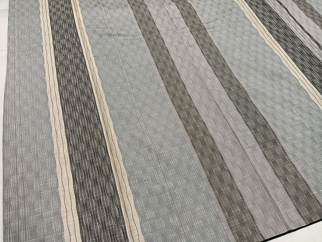 平和屋着物●上質な紬　縞　立涌文　正絹　逸品　AABH4093ph