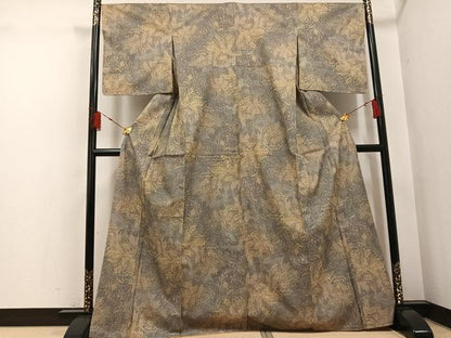 平和屋着物●上質な紬　草木文　正絹　逸品　未使用　AABH4102ph