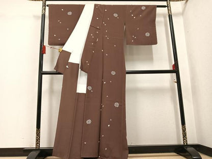 平和屋着物●京都手描友禅　中嶋剛司　蝋彩染　小紋　反端付き　正絹　逸品　未使用　AABH4100ph