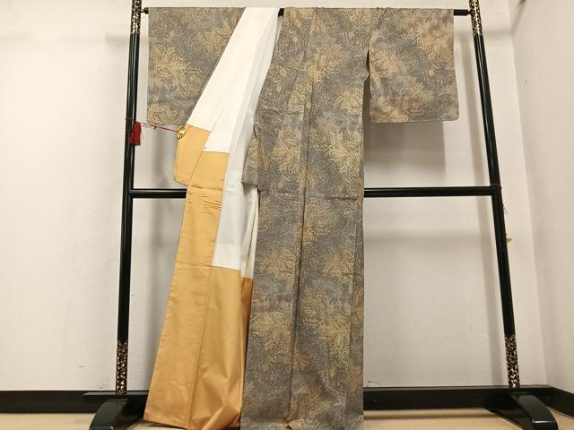 平和屋着物●上質な紬　草木文　正絹　逸品　未使用　AABH4102ph