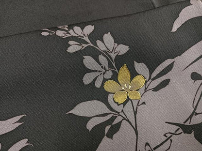 平和屋着物●訪問着　刺繍　草花シルエット　金彩　正絹　逸品　AABH4098ph