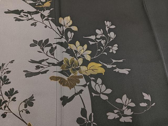 平和屋着物●訪問着　刺繍　草花シルエット　金彩　正絹　逸品　AABH4098ph