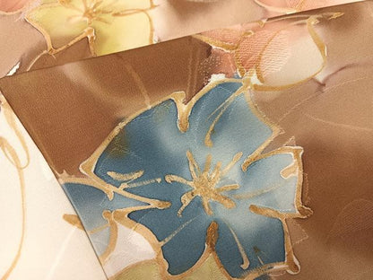 平和屋着物●上質な小紋　地紋起こし　ろうけつ染　草花文　正絹　逸品　AABH4099ph