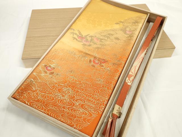 平和屋着物●和装小物　帯締め・帯揚げセット　橘　金彩　高麗組　金糸　逸品　未使用　DABD7302zzz