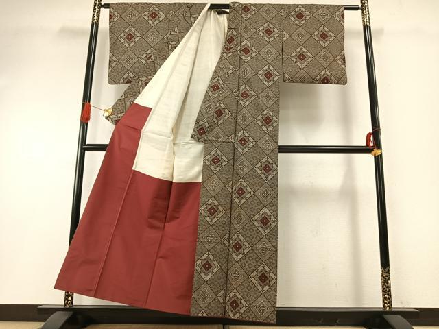 平和屋着物○本場大島紬 龍郷絣 正絹 逸品 AABH0870fy