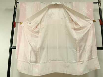 平和屋着物●振袖用長襦袢　無双仕立て　草花地紋　暈し染め　京都きもの友禅扱い　正絹　逸品　AABH0869fy