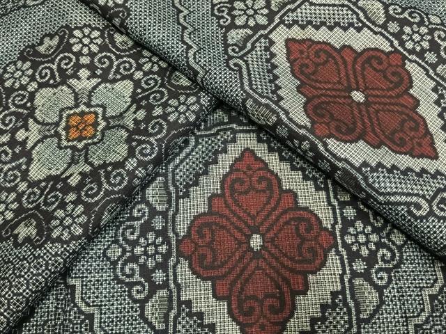 平和屋着物●本場大島紬　割込み絣　正絹　逸品　AABH0874fy