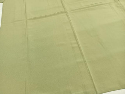 平和屋着物●上質な色無地　若菜色　やまと誂製　反端付き　正絹　逸品　AABH0879fy