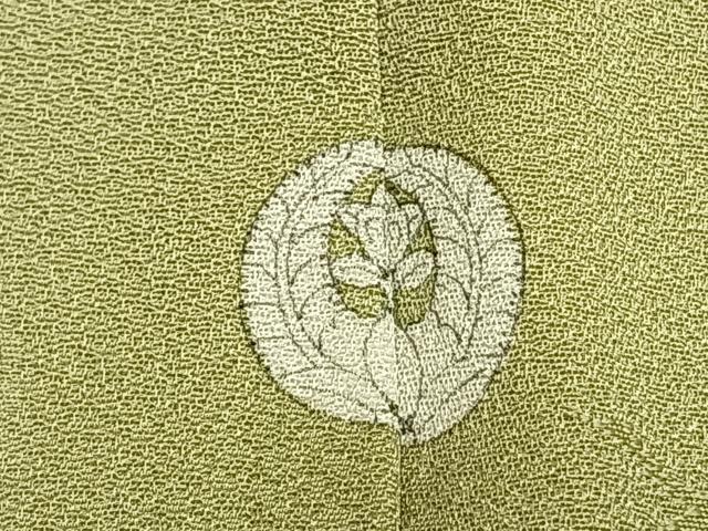 平和屋着物●上質な色無地　鶴亀地紋　若菜色　正絹　逸品　未使用　AABH0896fy 平和屋着物○上質な色無地 鶴亀地紋 若菜色 正絹 逸品 未