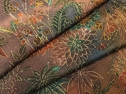 平和屋着物●上質な小紋　草花文　暈し染め　鬼しぼ縮緬　ロング丈　正絹　逸品　AABH0897fy