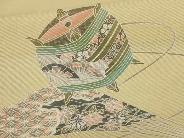 平和屋着物＊夏物 訪問着 絽 糸巻文 洗える着物 AABH3909jd