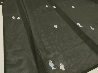 平和屋着物＊夏物 小紋 絽 人物文 洗える着物 AABH3911jd