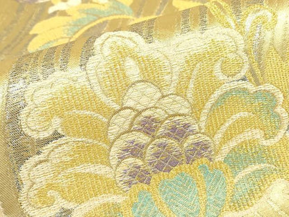 平和屋着物▼六通柄袋帯 鴛鴦更紗花文 金糸 正絹 逸品 DABC3822az