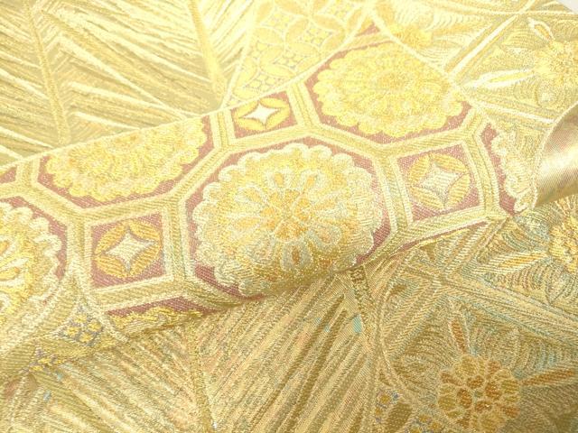 平和屋着物▼六通柄袋帯　絵巻若松葉文　金糸　引箔　鈴乃屋扱い　正絹　逸品　DABC3935az