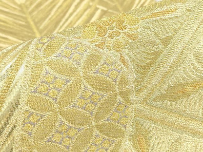 平和屋着物▼六通柄袋帯　絵巻若松葉文　金糸　引箔　鈴乃屋扱い　正絹　逸品　DABC3935az