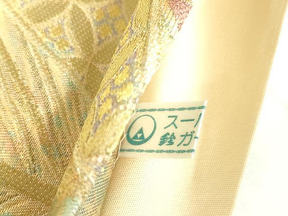 平和屋着物▼六通柄袋帯　絵巻若松葉文　金糸　引箔　鈴乃屋扱い　正絹　逸品　DABC3935az