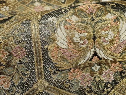 平和屋着物▼六通柄袋帯　光線プレリュード　七宝花文　金銀糸　正絹　逸品　AABH1554wj
