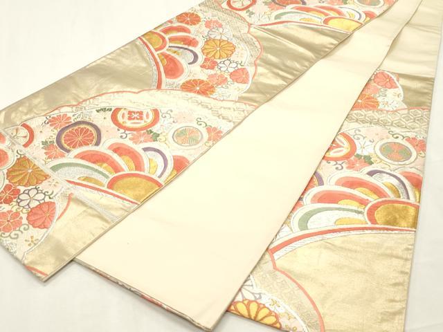 平和屋着物◎六通柄袋帯　唐織　吉祥花文　金銀糸　正絹　逸品　CABF0060vf