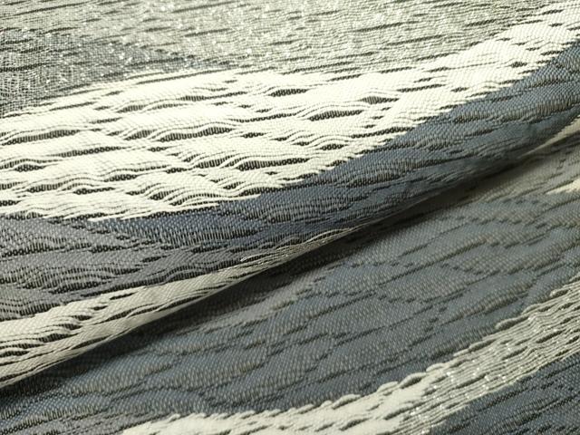 平和屋着物●六通柄袋帯　櫛織　流水　銀糸　正絹　逸品　DABE1167op