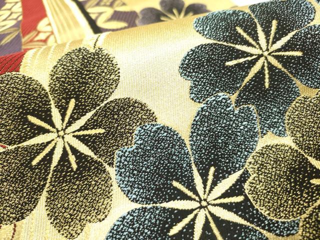 平和屋着物●両面　六通柄袋帯　唐織　舞桜　金憩彩　金銀糸　正絹　逸品　未使用　DABE1235op