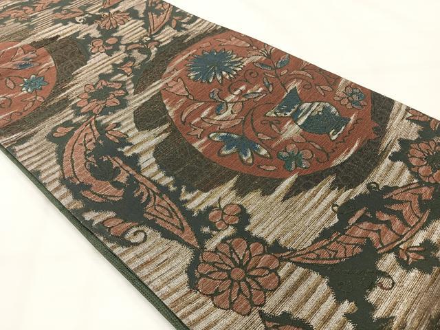 平和屋着物◎六通柄袋帯　花丸文　金糸　正絹　逸品　AABH5411uk