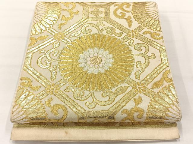 平和屋着物◎六通柄　本袋帯　唐織　蜀江花文　金糸　正絹　逸品　AABH5403uk