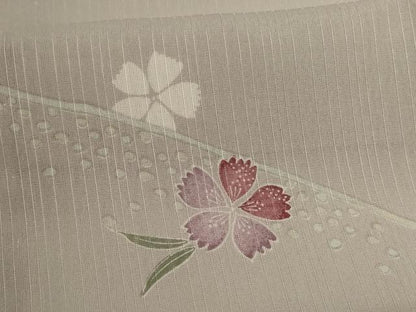 平和屋着物＊夏物 小紋 紗 草花文 洗える着物 AABH3946jd