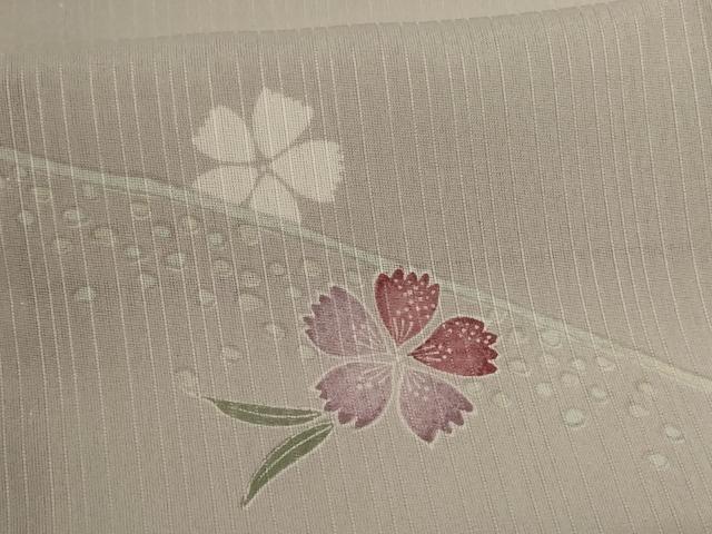 平和屋着物＊夏物 小紋 紗 草花文 洗える着物 AABH3946jd