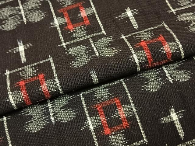 平和屋着物●久留米絣　単衣　遠州椿　綿　逸品　AABH4647fy