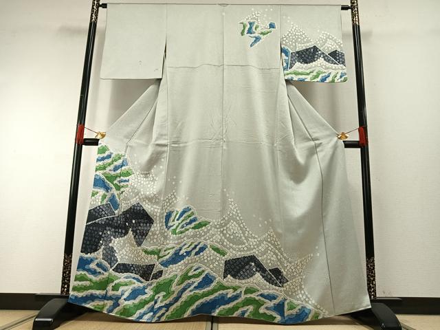 平和屋着物●訪問着　立波文　正絹　逸品　AABH0916fy
