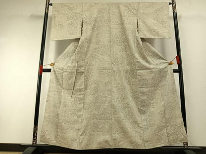 平和屋着物●本場結城紬　重要無形文化財　100亀甲　草花文　正絹　逸品　AABH0913fy