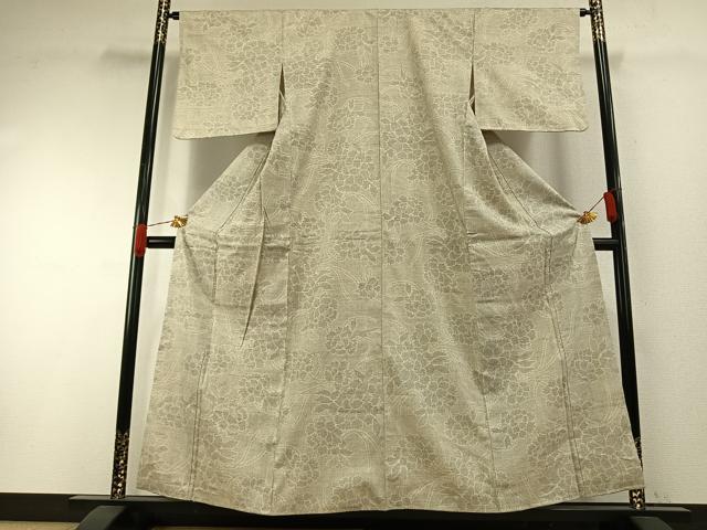 平和屋着物●本場結城紬　重要無形文化財　100亀甲　草花文　正絹　逸品　AABH0913fy