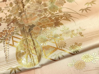 平和屋着物●金彩友禅　卓越技能者・名工・和田光正　訪問着　草花文　暈し染め　金銀彩　正絹　逸品　AABH4643fy