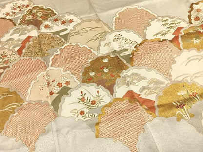 平和屋着物●訪問着　友禅　駒刺繍　雪輪花文　金彩　正絹　逸品　AABH0920fy