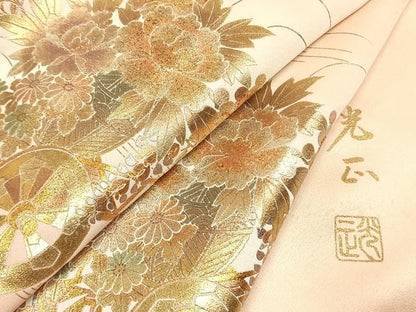 平和屋着物●金彩友禅　卓越技能者・名工・和田光正　訪問着　草花文　暈し染め　金銀彩　正絹　逸品　AABH4643fy