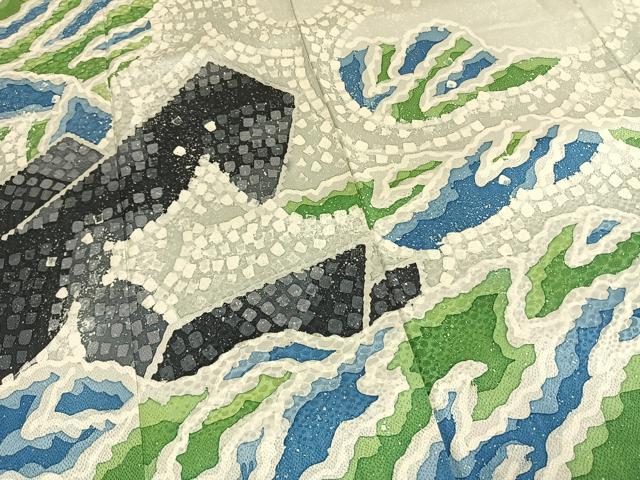 平和屋着物●訪問着　立波文　正絹　逸品　AABH0916fy