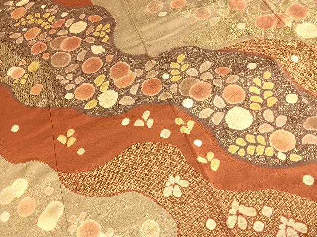 平和屋着物○訪問着 絞り 道長花文 金彩 正絹 逸品 AABH4649fy