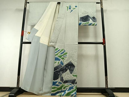 平和屋着物●訪問着　立波文　正絹　逸品　AABH0916fy