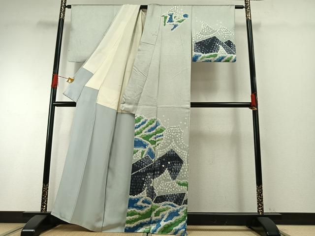 平和屋着物●訪問着　立波文　正絹　逸品　AABH0916fy