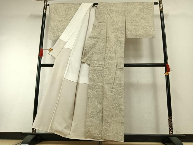 平和屋着物●本場結城紬　重要無形文化財　100亀甲　草花文　正絹　逸品　AABH0913fy