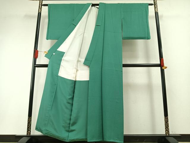 平和屋着物●皇室デザイナー　中村乃武夫　色無地　翡翠色　正絹　逸品　AABH4646fy 平和屋着物○皇室デザイナー 中村乃武夫 色無地 翡翠色 正絹 逸品