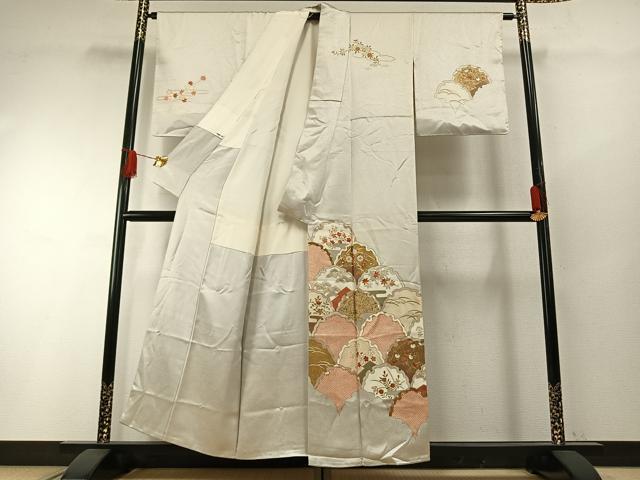 平和屋着物●訪問着　友禅　駒刺繍　雪輪花文　金彩　正絹　逸品　AABH0920fy