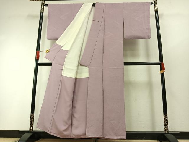 平和屋着物○上質な色無地 檜垣花地紋 撫子色 正絹 逸品 AABH4642fy