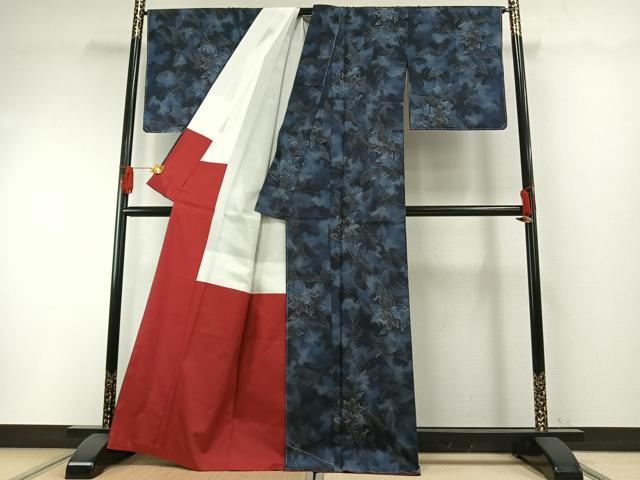 平和屋着物●本場大島紬　花蝶文　正絹　逸品　未使用　AABH4650fy