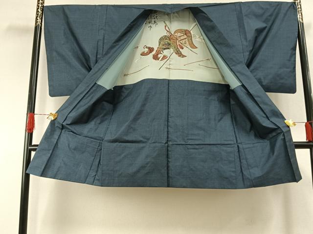 平和屋着物●男性　本場大島紬　アンサンブル　手織　120亀甲　総詰め　田畑正夫作　証紙付き　正絹　逸品　AABH4658fy
