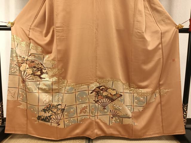 平和屋着物●豪華色留袖　作家物　龍谷　扇面花鳥文　金彩　正絹　逸品　AABH4652fy