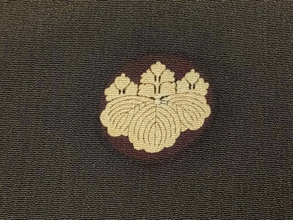 平和屋着物●アンティーク　大正ロマン　黒留袖　刺繍　地紙花文　金糸　金彩　正絹　逸品　AABH4654fy