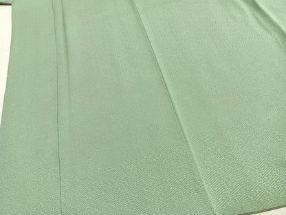 平和屋着物●上質な色無地　紗綾形地紋　薄萌葱色　正絹　逸品　AABH4670fy